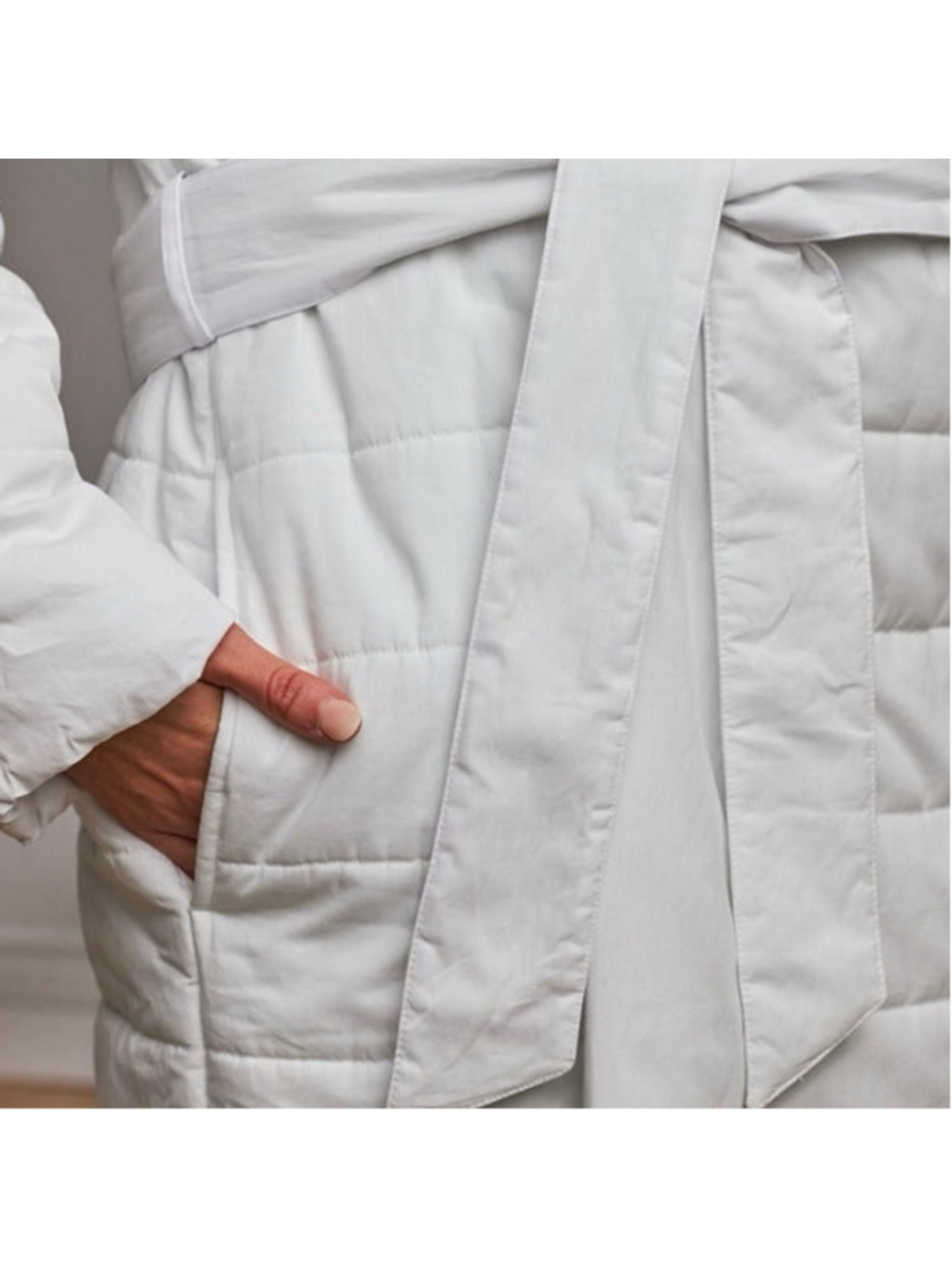 If Only Home Duvet Robe White Quilted Robe One Size Pockets - Picture 2 of 13